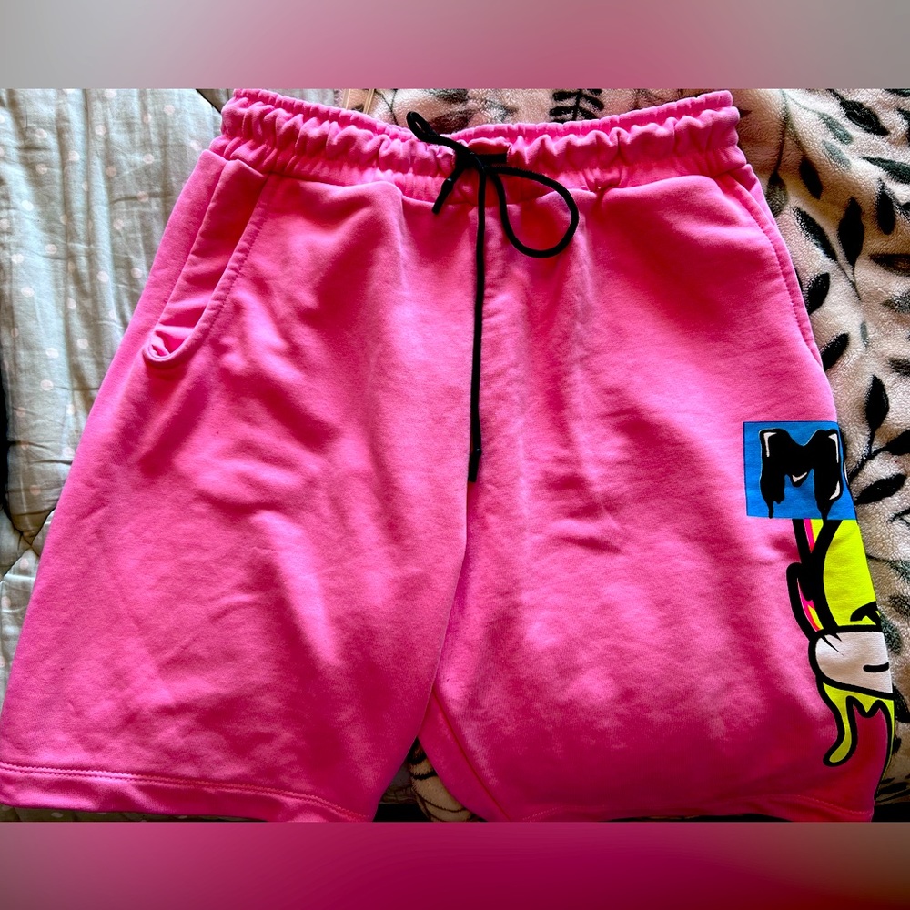 swag pink graphic basketball shorts